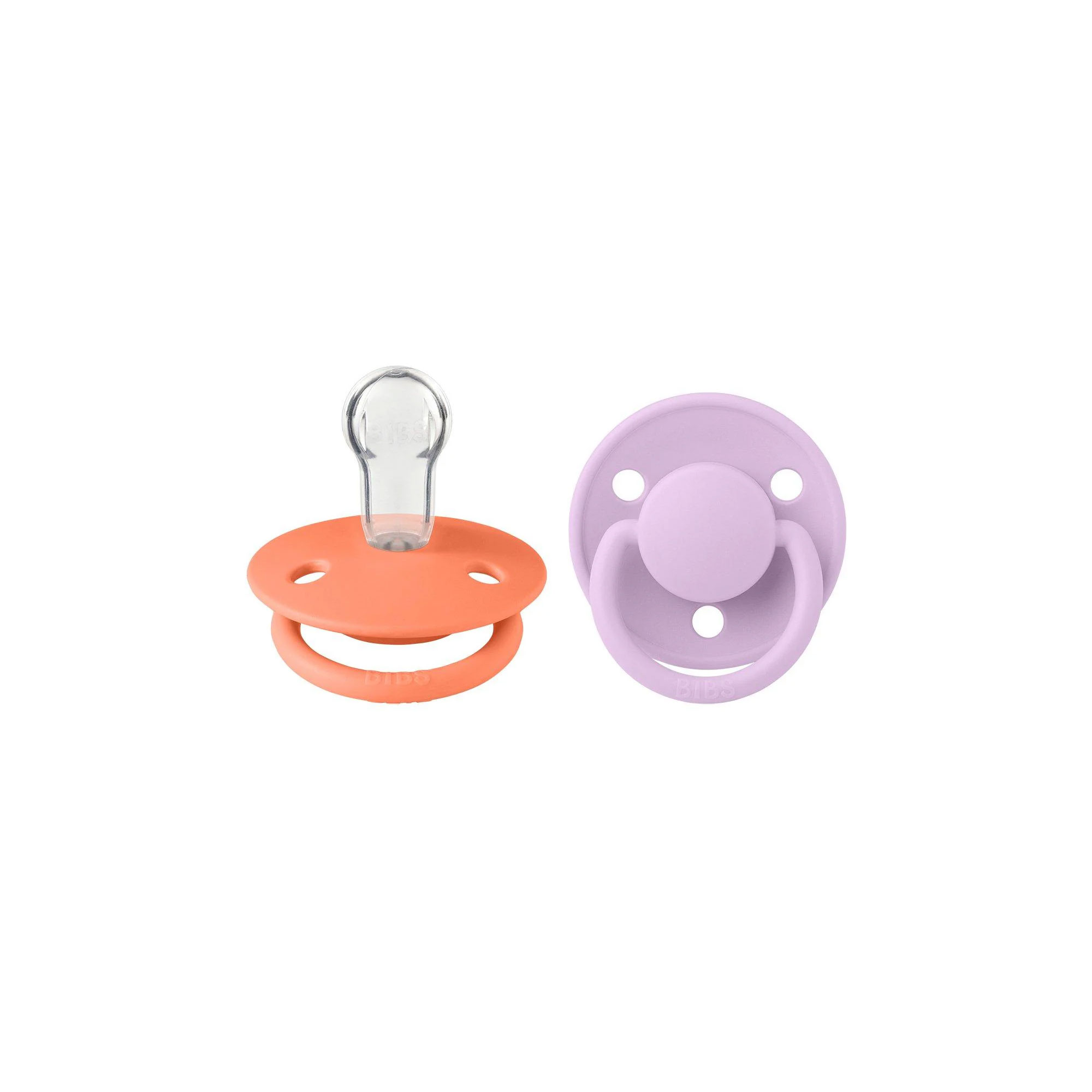 BIBS De Lux Pacifier 2 Pack Size 1 – Papaya/Violet Sky