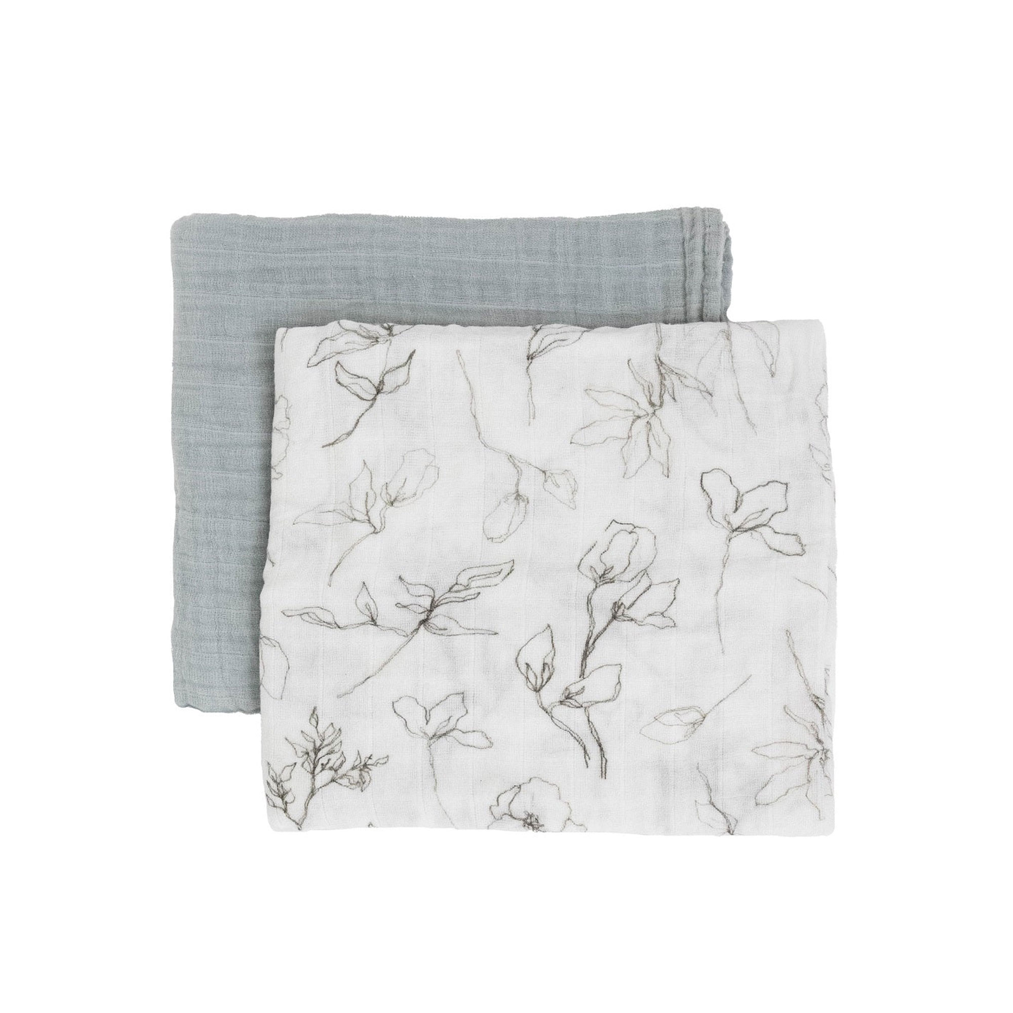 Little Unicorn Organic Cotton Muslin Swaddle Blanket 2 Pack – Pencil Floral