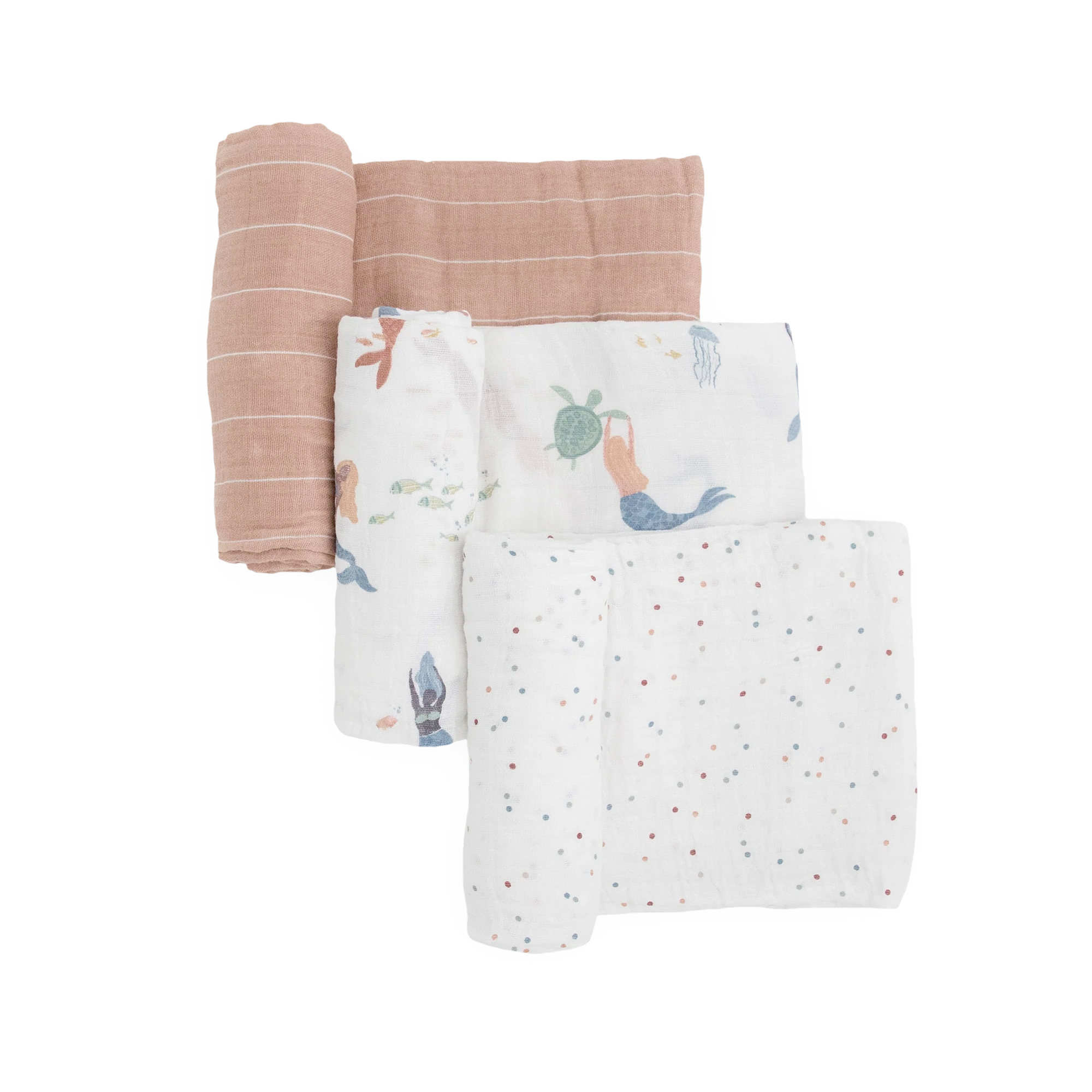 Little Unicorn Cotton Muslin Swaddle Blanket 3 Pack – Mermaids